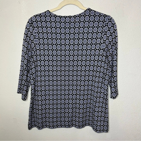 J. Jill Circle Print 3/4 Sleeve Blouse Size Medium Petite - Picture 2 of 7